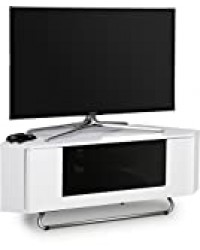 Centurion soutient Hampshire Coin-Friendly Gloss Blanc avec noir Contraste Beam-Thru télécommande bienvenus porte 26 "-50" TV à écran plat Cabinet