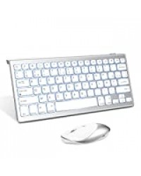 Clavier et Souris pour iPad et iPhone, Jelly Comb Clavier et Souris Rétro-éclairé Bluetooth pour iPad 10,2"2020 et 2019 / iPad Air 4 / iPad Pro 11/12,9 Pouces, iPhone 11, ect, Blanc et Argent