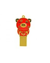 Clé USB Flash Drive Disque U Memory Mémoire Stick Pen USB 2.0 Style Chinois Mascotte Créatif Signe du Zodiaque Chanceux Porc La Modélisation Dessin Animé Mignonne Mini Métal Imperméable (4GB,Rouge)