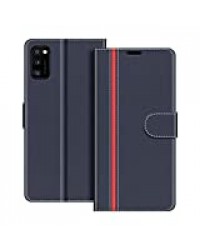 COODIO Coque en Cuir Samsung Galaxy A41, Étui Téléphone Samsung A41, Housse Pochette Galaxy A41 Fonction Stand Etui Coque pour Samsung Galaxy A41, Bleu Foncé/Rouge