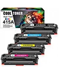 Cool Toner Compatible pour HP 415A 415X W2030A W2030X Cartouche de Toner pour HP Color Laserjet Pro MFP M479fdw M479dw M479fdn M479,HP Color Laserjet M454dw M454dn M454 W2031A W2032A W2033A(sans Puce)