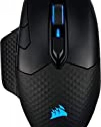 Corsair DARK CORE RGB PRO, souris gaming sans fil FPS/MOBA avec technologie SLIPSTREAM, noire, rétroéclairée RGB LED, 18 000 DPI, optique