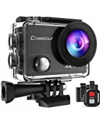 Crosstour Caméra Sport 4K Ultra HD Wi-FI 20 MP LDC avec Télécommande Appareil Photo Étanche 40M 170 °Grand-Angle et 18 Accessoires