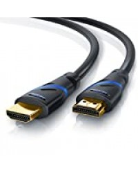 CSL - Câble HDMI 2.0b UHD 4k @60Hz 18 GBits de 3m - Ethernet Haut Debit - HDMI 2.0b 2.0a 2.0 1.4a - 4K Ultra HD 2160P fullHD 1080p - 3D Arc et CEC - Triple Blindé - Revêtement en PVC Noir