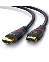 CSL - Câble HDMI 2.0b UHD 4k @60Hz 18 GBits de 5m - Ethernet Haut Debit - HDMI 2.0b 2.0a 2.0 1.4a - 4K Ultra HD 2160P fullHD 1080p - 3D Arc et CEC - Triple Blindé - Revêtement en PVC Noir-Rouge