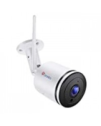 Ctronics Caméra de Surveillance WiFi Extérieure Caméra IP HD 1080P Grand Angle 110 ° Audio bidirectionnel Vision Nocturne 30 m étanche IP66 Carte SD jusqu'à 64Go(Carte Non inclue)