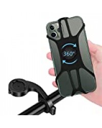 DEAROPE Support de téléphone portable pour vélo, support de téléphone portable, amovible, réglable avec rotation à 360 ° pour guidon de moto/vélo, mesure pour smartphones de 4,5 à 6,8 pouces