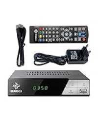 Décodeur TNT HD Star Box - DVB-T2 DVB-C Réception de qualité, chaînes gratuites H.265,Full HD 1080p Terrestre USB, HDMI, péritel, télécommande Universelle 2 en 1