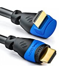 deleyCON 10m HDMI Câble à Angle 90° Degrés - Compatible avec HDMI 2.0/1.4 - UHD 4K 3D 1080p 2160p Arc - Haute Vitesse avec Ethernet - Noir