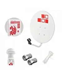 Diesl.COM - Kit Antennes Paraboliques de télévision satéllite Digital - 50cm + LNB + Prises Murales + Connecteurs + 10x Agrafes