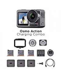 DJI Osmo Action Charging Combo Caméra numérique avec kit d'accessoires Inclus, Double écran, résistant à l'eau jusqu'à 11 m, stabilisation intégrée, Photo et vidéo en 4K HDR à 100 Mbps – Noir