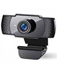 doosl Webcam 1080P Full HD avec Microphone Stéréo, Webcam et Clip Rotatif pour Appels Vidéo, Études, Conférences, Enregistrements, Compatible avec Windows, Mac