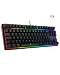 DREVO Tyrfing V2 88 Touches Clavier Mécanique Gamer FR Layout Rétro-Éclairage RGB sans Pavé Numérique - Programmation Macro Logiciel d'Assistance Outemu Tactile [Commutateur Marron, Noir]