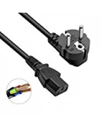 DTK 1,2m Câble d'alimentation IEC 320 C13 H05VV-F Schuko Cordon Électrique Secteur pour PC,TV, Appareils Froids Imprimante, Moniteur, Télévision, Vidéoprojecteur, PS3 / PS4 Pro,Equipement DJ, Noir