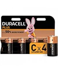 Duracell Plus, Lot de 4 Piles Alcalines Type C 1,5 Volts LR14 MN1400