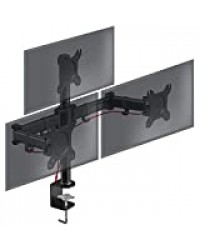 Duronic DM253 Support Triple 3 écrans PC pour Bureau à Pince - Hauteur Ajustable - Rotatif/Inclinable/Pivotable - Compatibilité Universelle avec Moniteur d’Ordinateur LCD/LED VESA 75/100