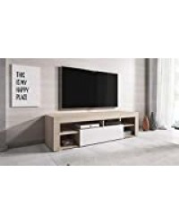 E-com Titan Meuble TV Bas Chêne Sonoma Clair Blanc 140 cm