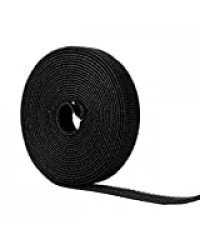 Eaxer Fastening Tape 2 cm Hook & Loop 5 Yard/Roll Cable Ties, Noir, (1 Rouleau, 5 Mètres)