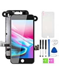 Ecran iPhone 8 Nior 4,7" Complet - préassemblés LCD avec capteur de proximité, caméra Frontale, écouteur et Plaque arrière en métal Kit d'outils de réparation