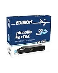 Edision Récepteur combiné PICCOLLO S2+T2/C H.265/HEVC (DVB-S2, DVB-T2, DVB-C) CI Full HD USB noir, télécommande universelle 2 en 1