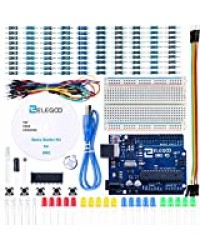 ELEGOO UNO R3 Carte Kit De Démarrage Basique avec Guide d'utilisation Français Kit d'apprentissage de Base Projet Compatible avec Arduino IDE