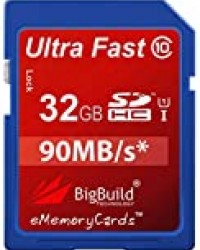 eMemoryCards 32 Go 90 Mo/s Ultra Rapide SDHC Carte mémoire pour Caméra de AbergBest 21, AGFA DC5500, CamKing