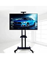 FACAIA TV Wall Bracket Universal TV Stand,Cart Rolling Trolley Mount TV Stand W/Wheels and Adjustable Shelf for 43 50 55 65 inch LED LCD OLED Flat Screen, Plasma Tvs TV Monitors TV Wall Mount