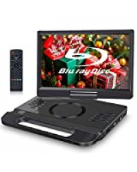 FANGOR Lecteur DVD Blu-Ray Portable 12 Pouces Accepte Full HD 1080P Dolby Audio, Batterie Rechargeable Intégrée, Supporte HDMI, AV in, USB/SD/MMC 4 Heures d'autonomie