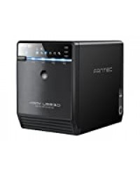 FANTEC QB-35US3-6G Boîtier pour quatre disques durs externes (montage de 4 disques durs SATA I/II/III de 3,5" (8,89 cm), port USB 3.0 et eSATA, 6G prise en charge, ventilateur de 80 mm) Noir