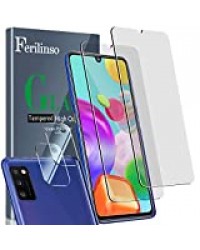 Ferilinso [4 Pièces] 2 Pièces Verre Trempé Protection écran + 2 Pièces Protection Caméra Samsung Galaxy A41 Caméra Arrière Protecteur [Compatible avec Le Coque] [9H Dureté]