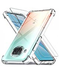 Ferilinso Coque pour Xiaomi Mi 10T Lite 5G + 2 Pièces Verre Trempé Protection écran [Housse Transparent Silicone] [10X Anti-Jaunissement] [Antichoc Bumper] [Anti-Rayures] [9H Dureté]