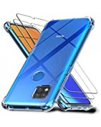 Ferilinso Coque pour Xiaomi Redmi 9C avec 2 Pièces Verre Trempé, étui Transparent pour Xiaomi Redmi 9C, Protection écran, pour Coque Xiaomi Redmi 9C