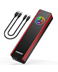 FIDECO Boîtier SSD M.2 NVME et SATA, USB 3.2, 10Gbps, Gen2 Boîtier de Adaptateur avec Ventilateur Intégré et Lumière RVB pour M-Key et B + M Key M.2 NVME ou SATA SSD de 2230/2242/2260/2280