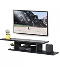 FITUEYES Meuble TV Suspendu en Bois, Noir Étagère Murale pour/DVD/CD/AV Equipement/Salon, Console Multimédia Flottante DS211801WB