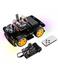 Freenove 4WD Car Kit with RF Remote (Compatible with Arduino IDE), Line Tracking, Obstacle Avoidance, Ultrasonic Sensor, Bluetooth IR Wireless Remote Control Servo