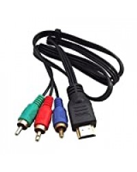 GETIT72 Câble HDMI vers RCA 1 m HDMI mâle vers 3 RCA vidéo audio AV composante câble adaptateur convertisseur pour HDTV DVD 1080p