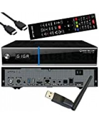 GigaBlue UHD Trio 4K 2160p 1 x DVB-S2X MS 1 x DVB-C/T2 Tuner E2 Linux Récepteur noir avec clé USB Octagon 150 Mbit + antenne 2 dB