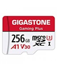 Gigastone Carte Mémoire 256 Go Gaming Plus Série, Vitesse de Lecture allant jusqu'à 100 Mo/s. Compatible avec Switch Dashcam GoPro Canon Nikon DJI Drone, A1 U3 V30 Carte Micro SDXC avec Adaptateur SD.