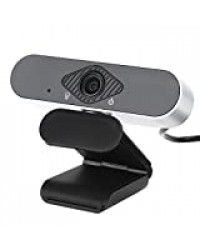 gostcai Webcam HD 1080P, caméra d'ordinateur USB, caméra d'ordinateur Haute définition, fréquence d'images de 30 FPS, pour la réunion en réseau, l'enseignement, la conférence(Argent)