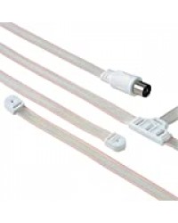 Hama Câble antenne (en fil souple, réception radio FM, dipôles, couplage coaxial, longueur de câble de 1,5 m, 75 ohms) Blanc