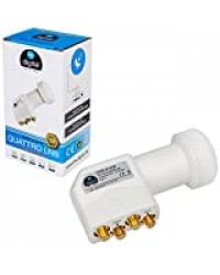 HB-DIGITAL Universal Quattro LNB Blanc - UHD 4K Full HD DVB-S/S2 - Facteur de bruit de 0,1 dB - pour la connexion via multi-switch - Contacts dorés - Protection contre les intempéries