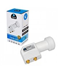 HB-DIGITAL Universal Twin LNB Blanc - UHD 4K Full HD DVB-S/S2 - Facteur de bruit de 0,1 dB - pour deux récepteurs satellite (connexion directe) - Contacts dorés - Protection contre les intempéries