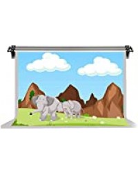 HD 10X7ft Cartoon Mountains Backdrops Elephants Grassland Flowers Backgrounds Baby Shower Kids Birthday Party Photo Shooting Props Decoration Wallpapers LYFS162