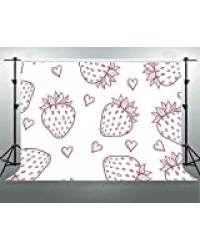 HD 10X7ft Fruit Cotton Wrinkle Resistance Backdrop Cute Hand Painted Strawberry Backgrounds Baby Shower Portrait Photo Studio Props Wallpapers Decoration LYFS290