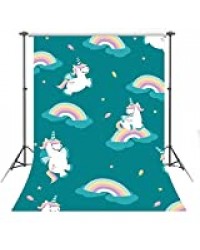 HD 7x10ft Cartoon Unicorns Backdrops Rainbow Fairy Tale Theme Backgrounds Baby Shower Birthday Party Photo Shooting Props Wallpapers Decoration LHFS053