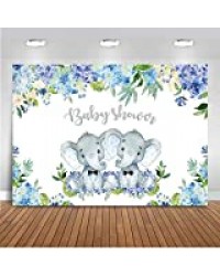 HD Mocsicka Elephant Twins Baby Shower Backdrop Blue Floral Elephant Baby Shower Party Decoration 10x7ft Vinyl Twin Boys Elephant Photo Background