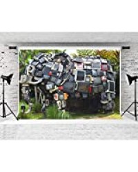 HD Television Elephant Sculpture Backdrop Abstract Art Photography Backgrounds Portrait Youtube Photo Studio Props Cotton 10x7ft DSFS065