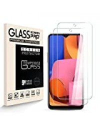 HJX Verre Trempé pour Samsung Galaxy A20S Protecteur D'écran [2 pièces], Dureté 9H, 2.5D Haute Définition, sans Bulle, Résistant à la Rayure Film Protecteur pour Samsung Galaxy A20S