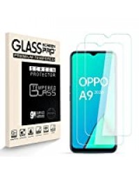 HJX Verre Trempé Protecteur D'écran pour Oppo A9 2020 [2 pièces], Dureté 9H, 2.5D Haute Définition, sans Bulle, Résistant à la Rayure Film Protecteur pour Oppo A9 2020