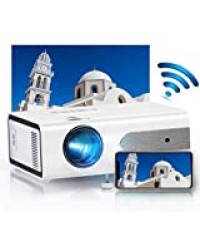 HOLLYWTOP Vidéoprojecteur WiFi Home Cinéma, Mini Vidéo Projecteur de 4200 Lumens Amélioré avec,Retroprojecteur 60000 Heures de Vie LED,mini projecteur des Soutiens 1080P USB/ HDMI/ SD/ AV/ VGA -Blanc